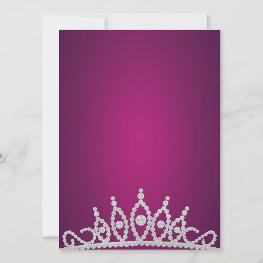 Diamond & Pearls Roze Tiara Verjaardag Uitnodiging (Achterkant)