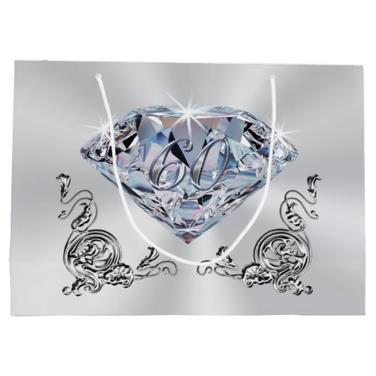 Diamond Personalized 60e Jubileum Gift Bags Groot Cadeauzakje (Achterkant)