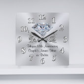 Diamond Personalized 60e verjaardag Gifts CLOCK Vierkante Klok