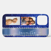 Diamond Photo Glitter Calligraphy Name Navy Blue Case-Mate iPhone Case (Achterkant (horizontaal))