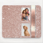 Diamond Photo Glitter Name Monogram Roos Gold Muismat (Voorkant)