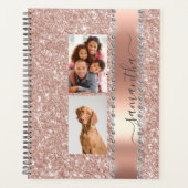Diamond Photo Glitter Name Monogram Roos Gold Planner (Voorkant)