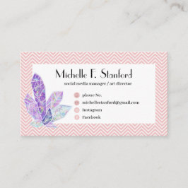 Diamond Pink Chevron Elegant Minimalistisch Visitekaartje