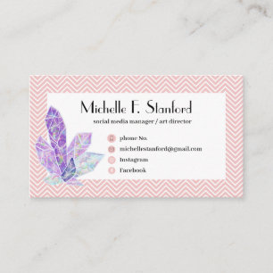Diamond Pink Chevron Elegant Minimalistisch Visitekaartje