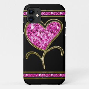 Diamond Pink & Gold Heart Flower Case-Mate iPhone Case