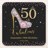 Diamond Pink Gold Vijftig en fantastische 50e verj Kartonnen Onderzetters (Voorkant)