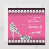 Diamond Pink High Heel Shoe Verjaardagsfeest Kaart (Achterkant)