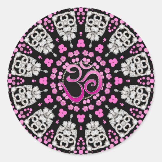 Diamond Pink Om Mandala Sticker (Voorkant)