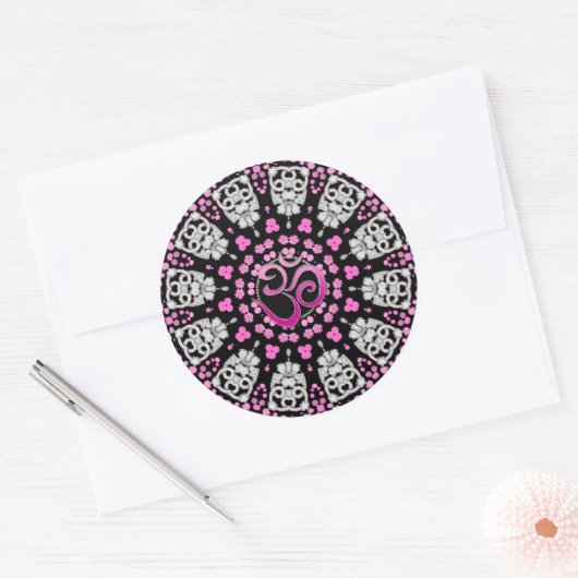 Diamond Pink Om Mandala Sticker (Envelop)