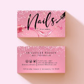 Diamond Pink Sparkly Nail-monogram Visitekaartje