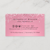 Diamond Pink Sparkly Nail-monogram Visitekaartje (Achterkant)