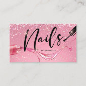 Diamond Pink Sparkly Nail-monogram Visitekaartje (Voorkant)