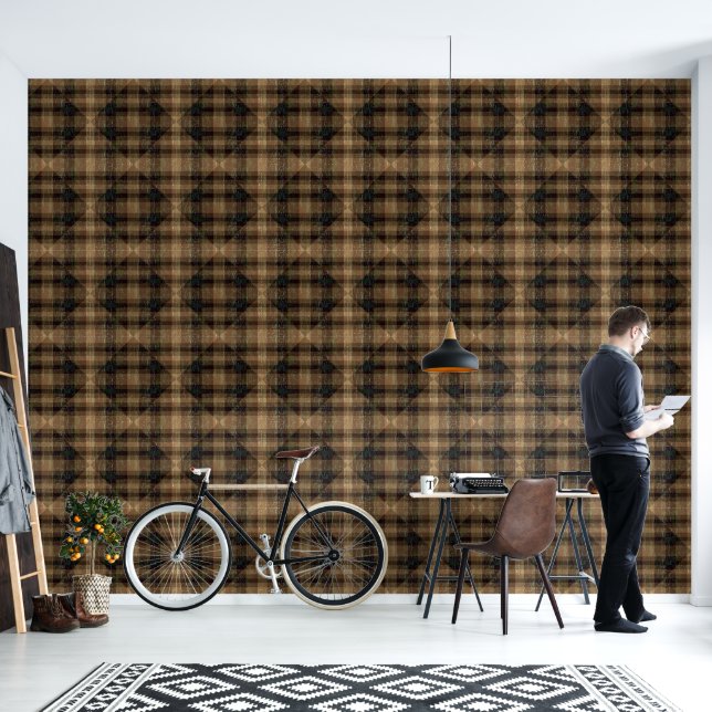 Diamond Plaid Crackle Textuur Sinaasappel Roest Br Behang (Woonkamer)