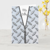 Diamond Plating met Rits voor Verjaardag Kaart (Gele Bloem)