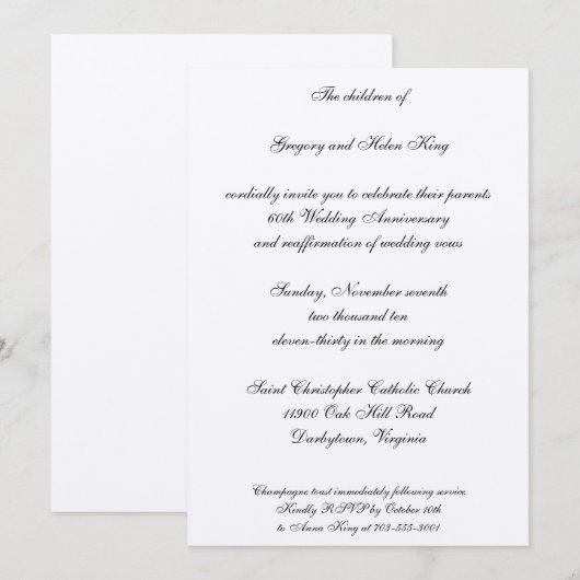 Diamond & Platinum-uitnodiging Kaart (Voorkant / Achterkant)