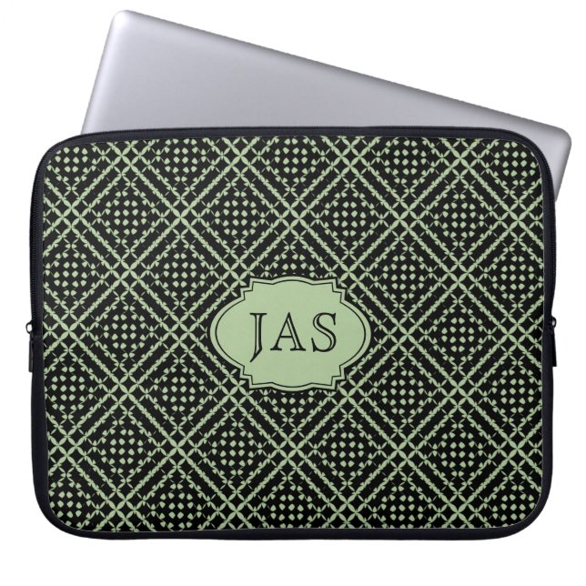 Diamond Play met Initialen Laptop Sleeve (Voorkant)