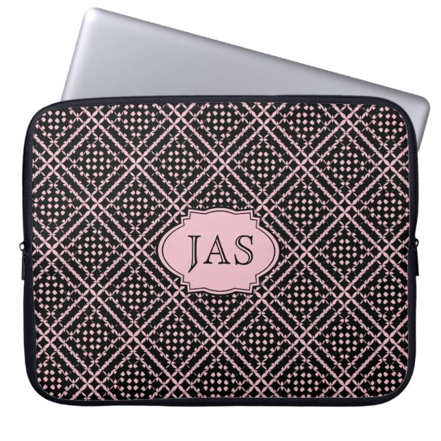 Diamond Play met Initialen Laptop Sleeve (Voorkant)