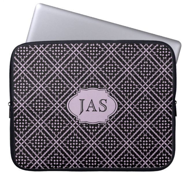 Diamond Play met Initialen Laptop Sleeve (Voorkant)