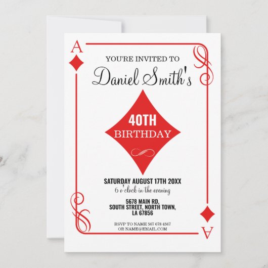 Diamond Playing Kaart Verjaardag Ace Las Vegas Cas (Voorkant)