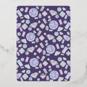 Diamond Princess Paars Quinceanera en Mass Folie Uitnodiging (Achterkant)