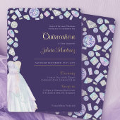 Diamond Princess Paars Quinceanera en Mass Folie Uitnodiging