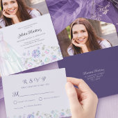 Diamond Princess Paars Quinceanera met RSVP All In One Uitnodiging