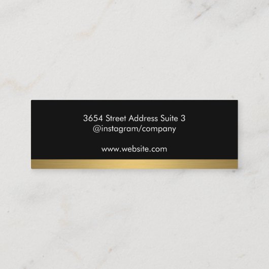 Diamond Professional Slank Zwart Goud Trim Mini Visitekaartje (Achterkant)