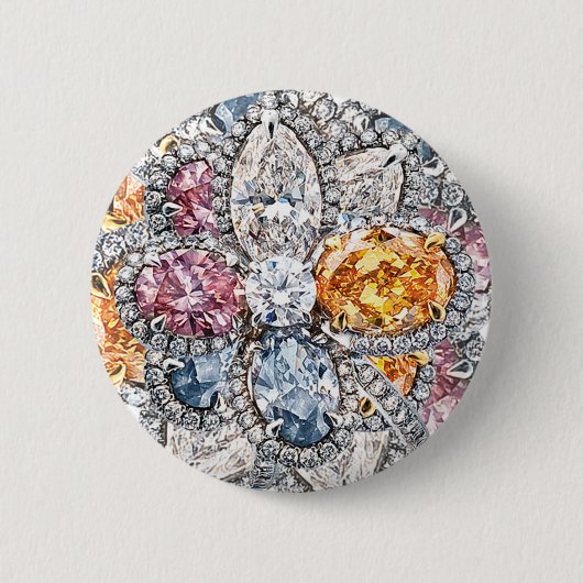 Diamond Puakenikeni Broach Ronde Button 5,7 Cm (Voorkant)