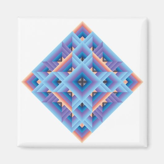 Diamond Quilt in blauw en Paars Magneet (Voorkant)