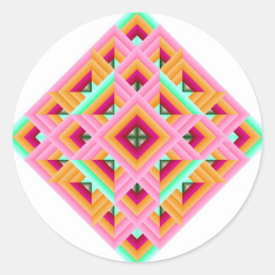 Diamond Quilt in roze en groen Ronde Sticker