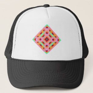 Diamond Quilt in roze en groen Trucker Pet