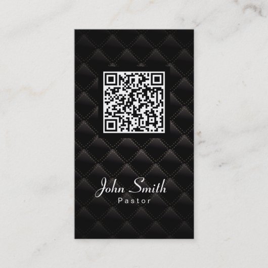 Diamond Quilt QR Code Pastor Visitekaartje (Voorkant)