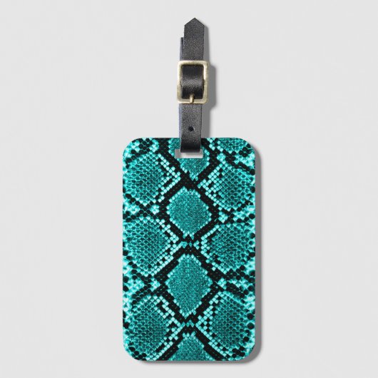 Diamond Rattlesnake Snake Skin aqua Bagagelabel (Voorkant (verticaal))