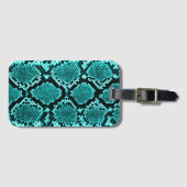 Diamond Rattlesnake Snake Skin aqua Bagagelabel (Voorkant (horizontaal))