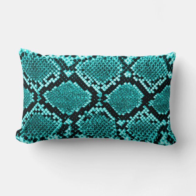 Diamond Rattlesnake Snake Skin aqua Kussen (Voorkant)