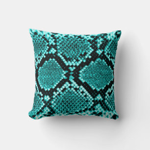 Diamond Rattlesnake Snake Skin aqua Kussen