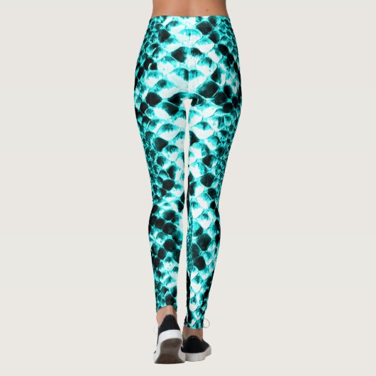 Diamond Rattlesnake Snake Skin aqua Leggings (Achterkant)