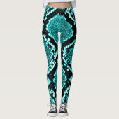 Diamond Rattlesnake Snake Skin aqua Leggings (Voorkant)