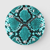 Diamond Rattlesnake Snake Skin aqua met cijfers Ronde Klok (Voorkant)
