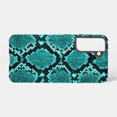 Diamond Rattlesnake Snake Skin aqua Samsung Galaxy Hoesje (Achterkant horizontaal)