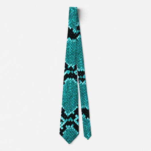 Diamond Rattlesnake Snake Skin aqua Stropdas (Voorkant)