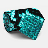 Diamond Rattlesnake Snake Skin aqua Stropdas (Opgerold)