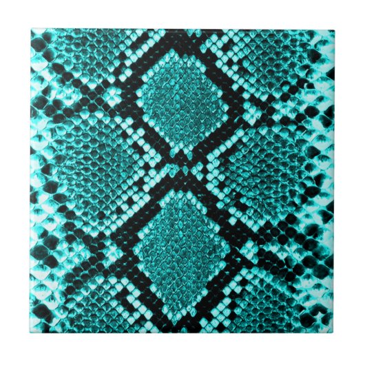 Diamond Rattlesnake Snake Skin aqua Tegeltje (Voorkant)