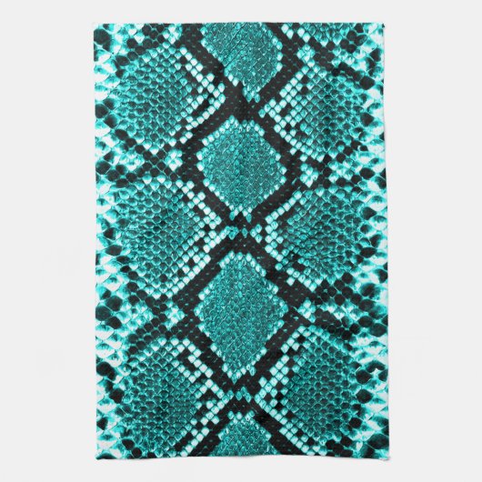 Diamond Rattlesnake Snake Skin aqua Theedoek (Verticaal)