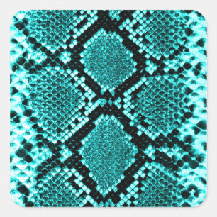 Diamond Rattlesnake Snake Skin aqua Vierkante Sticker
