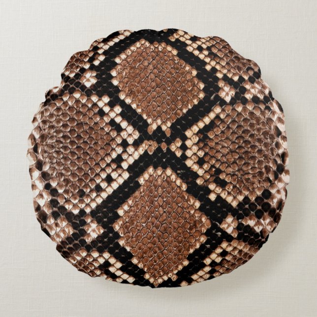 Diamond Rattlesnake Snake Skin Rond Kussen (Voorkant)