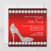 Diamond Red High Heel Shoe Verjaardagsfeest Kaart (Achterkant)