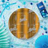 Diamond Reindeer en Shiny Gold Kerstmis Papieren Bordje (Feest)