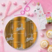 Diamond Reindeer en Shiny Gold Kerstmis Papieren Bordje (Feest)