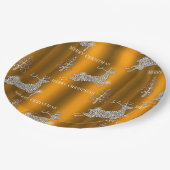 Diamond Reindeer en Shiny Gold Kerstmis Papieren Bordje (Gekanteld)